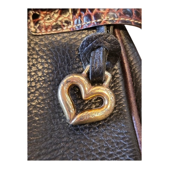 Brighton Laverne Retired Black Brown Pebbled Leather Shoulder Bag - Picture 13 of 16